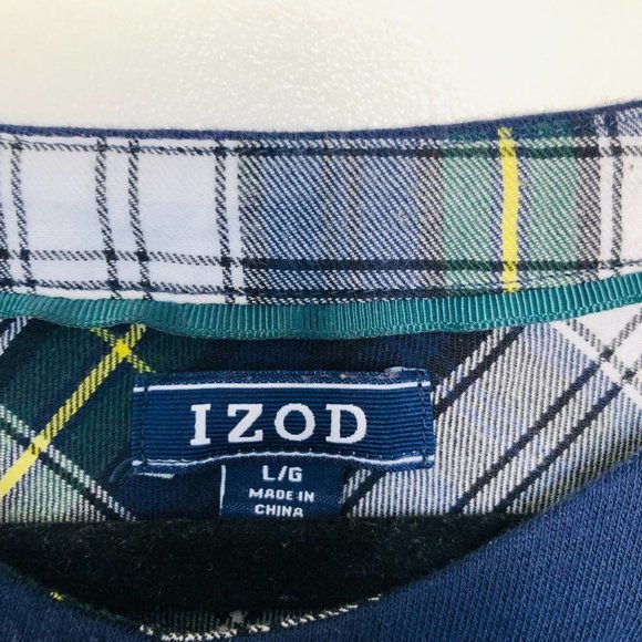 Sold Izod Navy Sweater With Plaid And Side Knot Detail Sweater/Sweat Shirt-Size - Picture 7 of 7